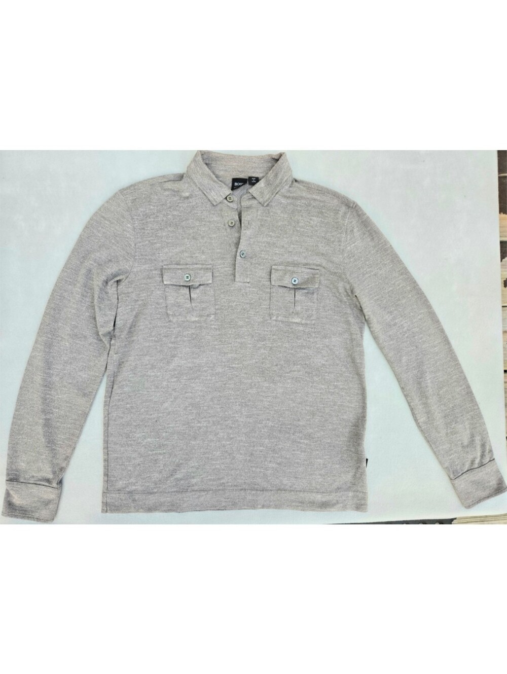 Hugo Boss Men's Gray Long Sleeve Polo Shirt - L